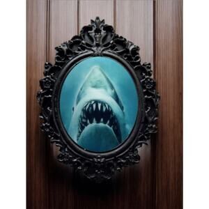 Jaws Pin Movie Badge Film Memorabilia Shark Decoration Framed Jaws Keepsake